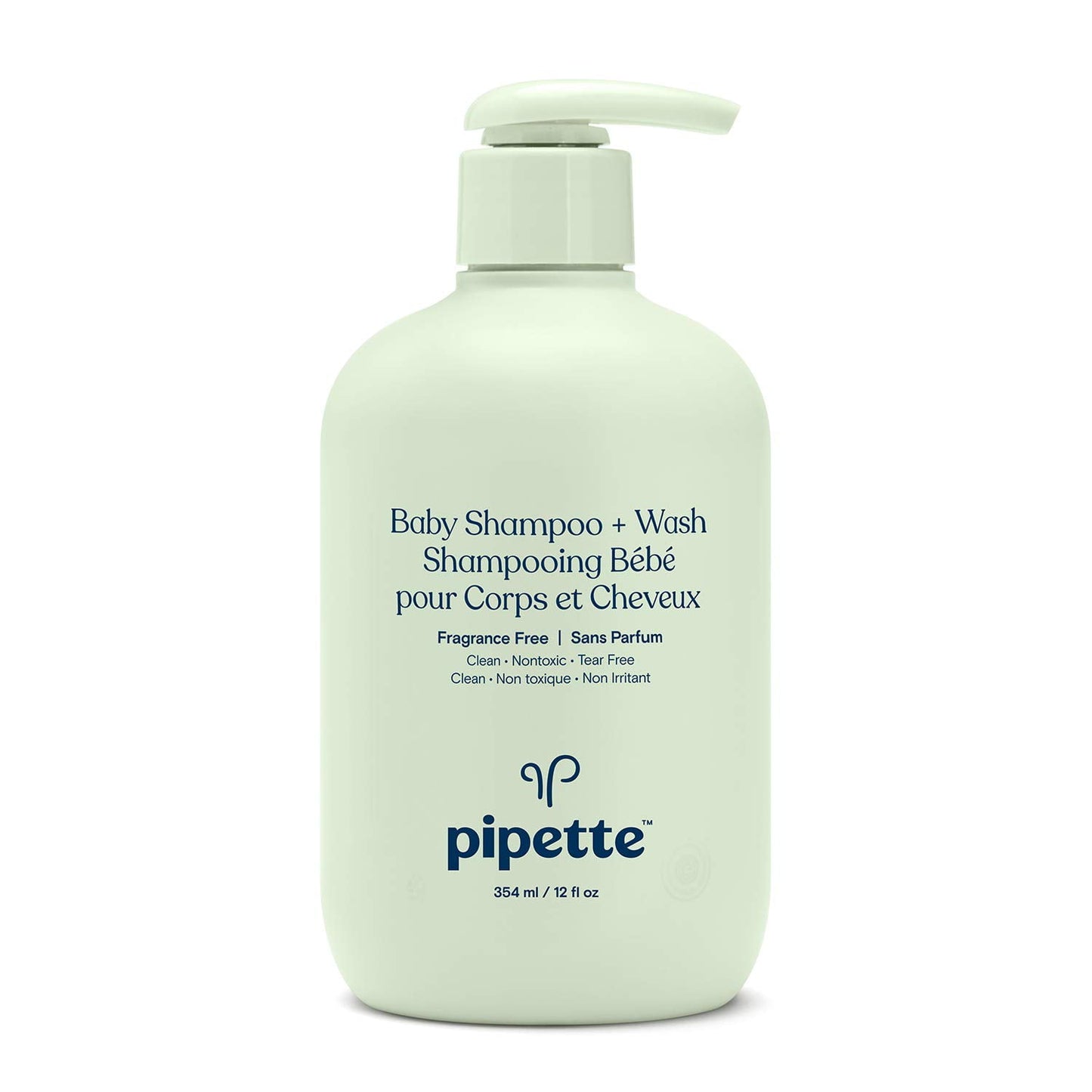 Pipette Baby Shampoo and Body Wash - Fragrance Free, Hypoallergenic, Moisturizing Plant-Derived Squalane,, 11.8 fl oz