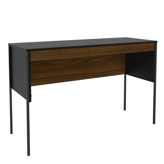 Polifurniture Mallorca 47 in. Modern Writing Desk, Black & Walnut