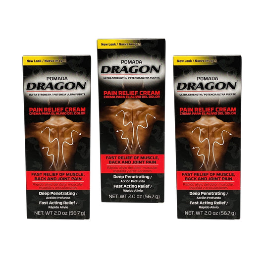 Pomada Dragon Relief Cream Ultra Strength Back & Joint Pain, 2oz, 3-Pack