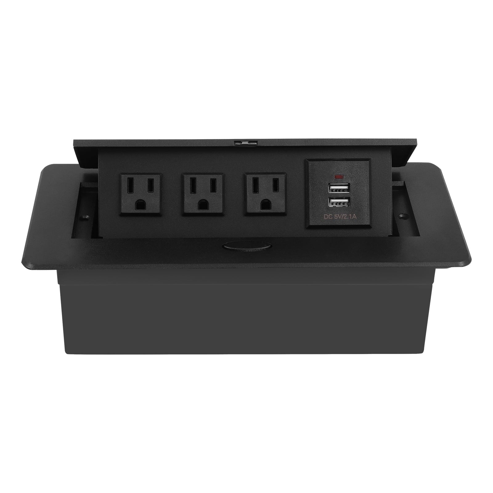 Pop Up Desktop Electrical Outlet Hidden Countertop Floors Recessed Socket with 3 Outlets and 2 USB Chargers