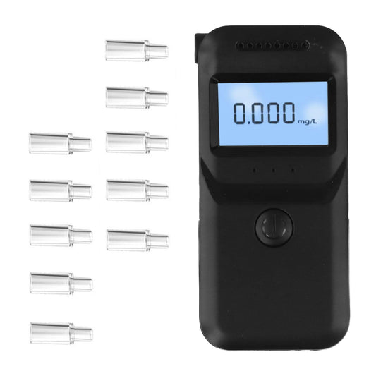 Portable Alcohol Tester Breathalyzer LCD Display Digital Detector Mouthpieces