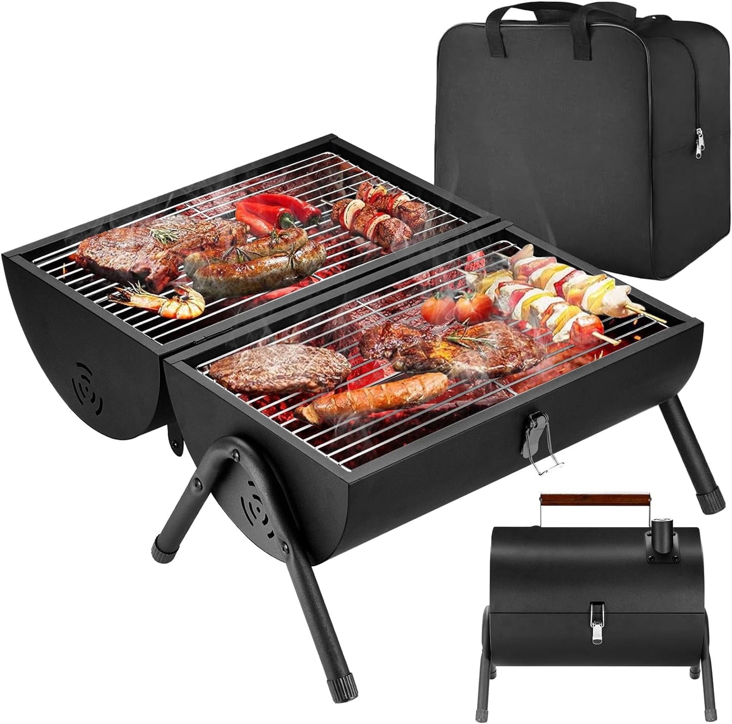 Taimasi Portable Iron Charcoal BBQ Grill for Camping and Picnics