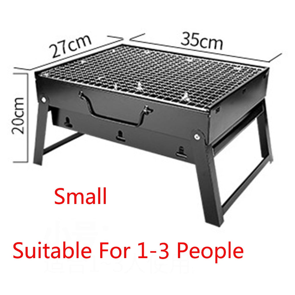 Portable Charcoal Grill - Stainless Steel Folding Grill Tabletop Outdoor Smoker BBQ for Picnic Garden Terrace Camping Travel (Large 14 x 10x 8inch)