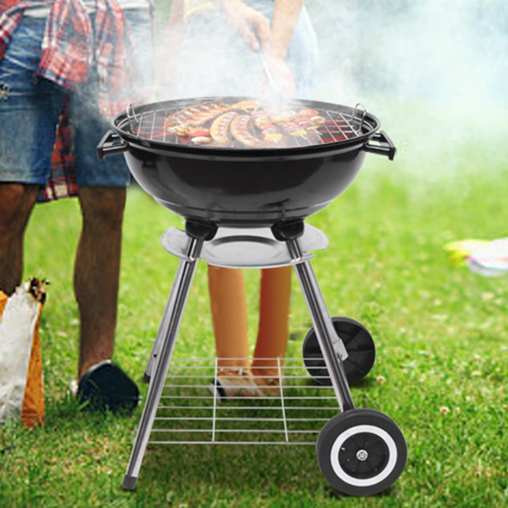 Portable Charcoal Grills On Sale, Upgrade Steel Charcoal BBQ Grill with Wheels, Rustproof Grill for Barbecue Picnic Trailing Camping Outdoor, Easy To Clean, 18-Inch, Black, Q4550