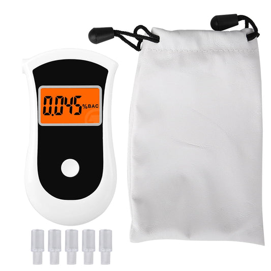 Portable LCD Breathalyzer Meter Analyzer Detector Advance Digital Breath Alcohol Tester(White)