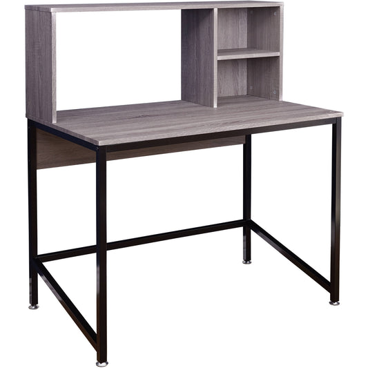 Porter Desk with Hutch, Black/Gray