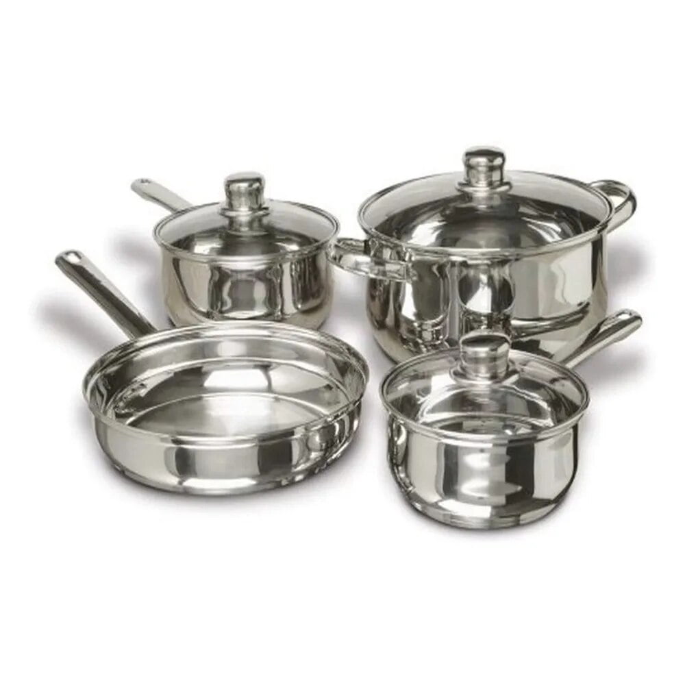 Premium 7-Piece Stainless Steel Cookware Set with Ceramic Coating: Versatile Pots and Pans Collection