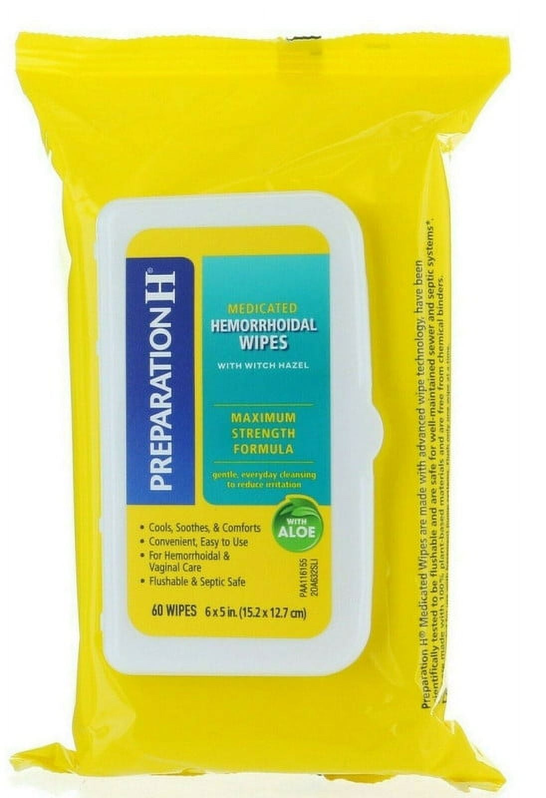 Preparation H Medicated Wipes Refill with Aloe 60 Wipes - 3 Pack