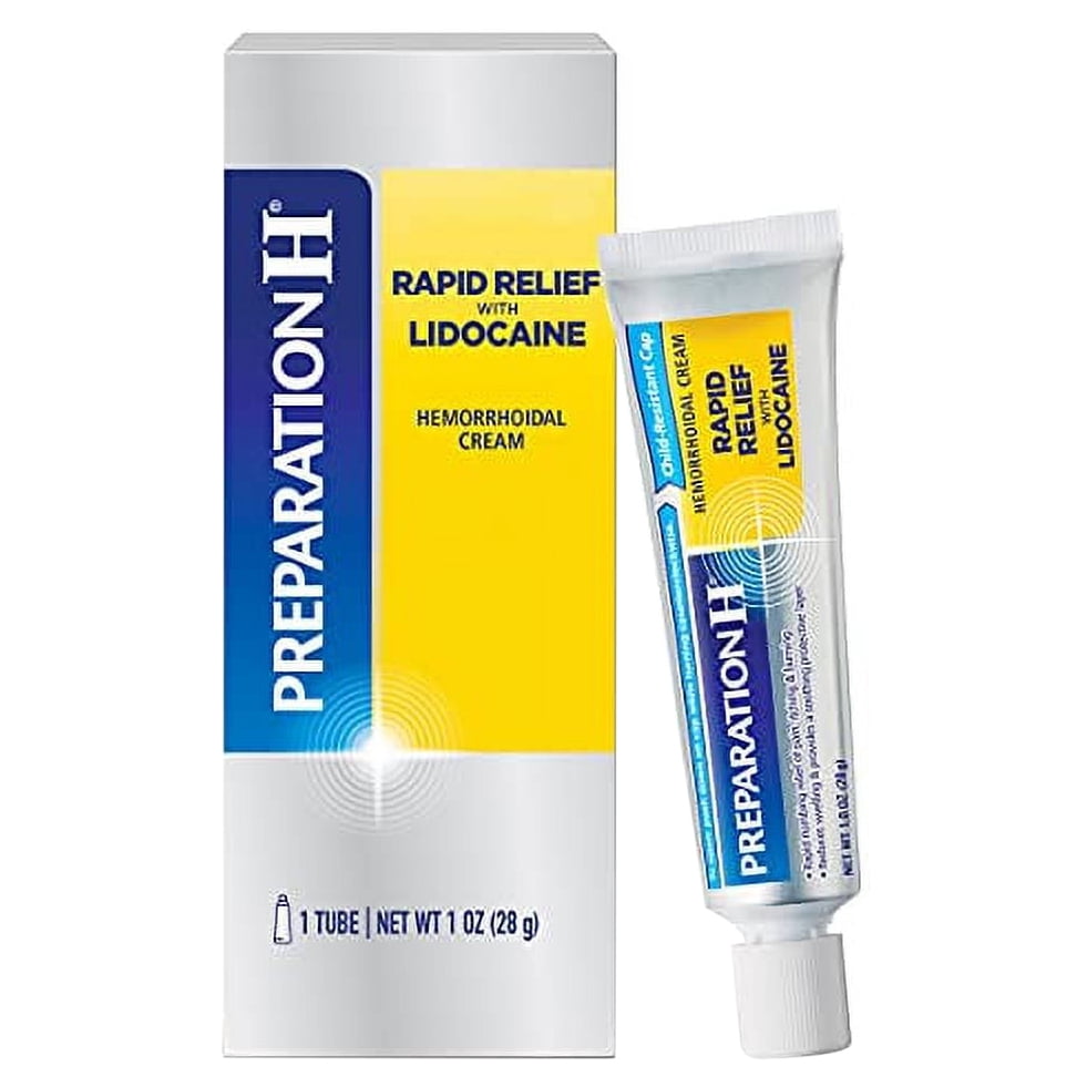 Preparation H Rapid Relief with Lidocaine Cream Hemorrhoid Symptom Treatment, Numbs Pain, Burning and Itching, Reduces Swelling, 1 Oz