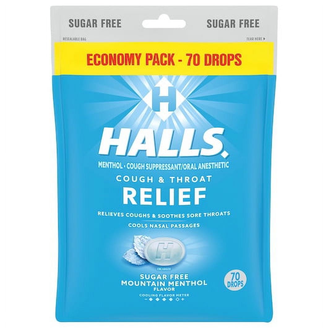 (Price/Case)Halls Sugar Free Menthol Lyptus Mountain Cough Drops, 70 Count, 12 Per Case