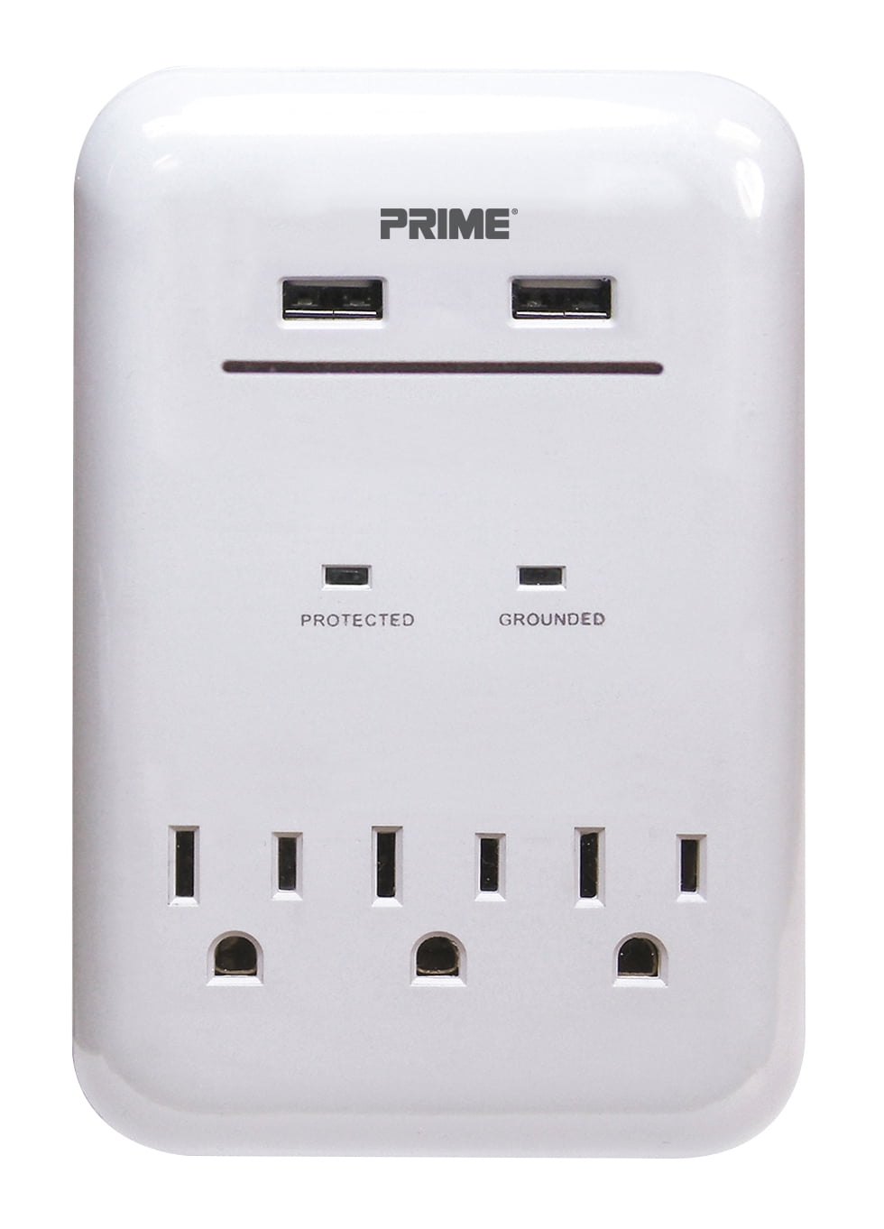 Prime PBUSB343S 125V 3-Outlet & 3.4A 2-USB Charger With Surge Protection