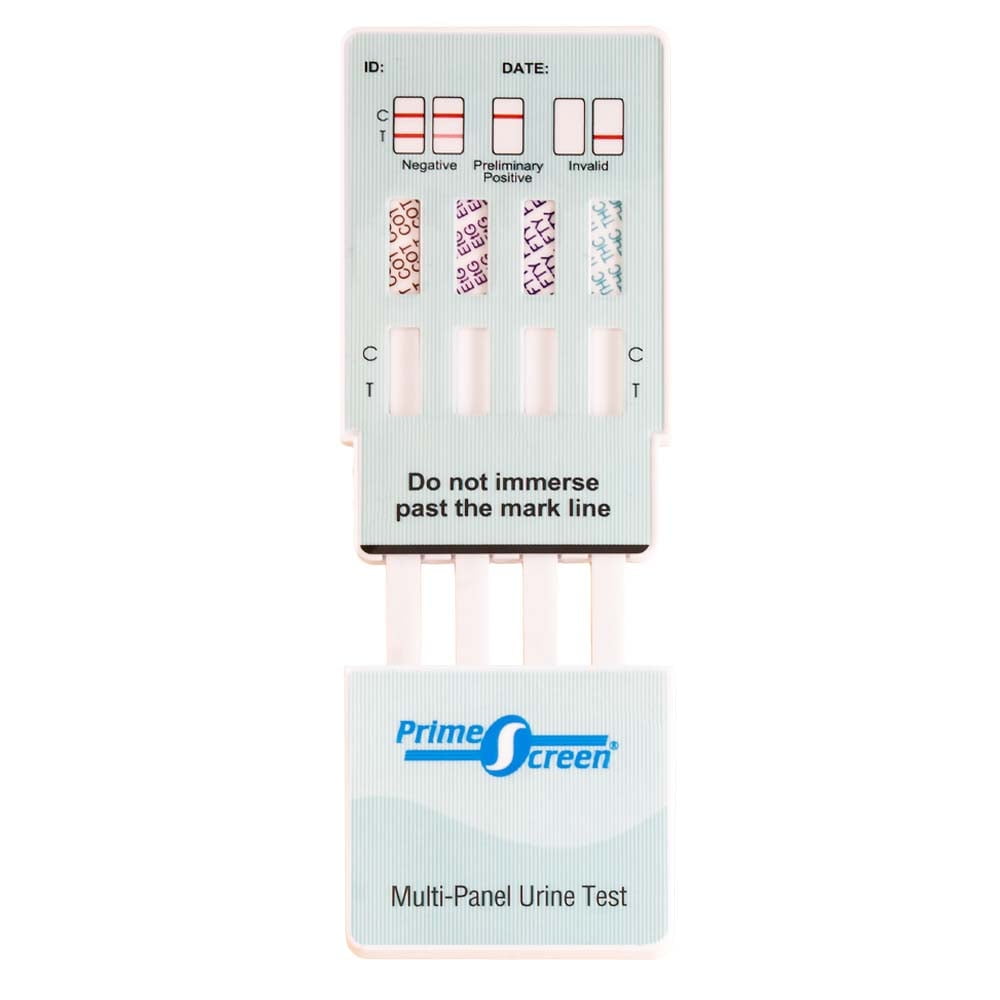 Prime Screen - 4 Panel Urine Drug Test Kit - Marijuana (THC), Nicotine (COT), Alcohol (EtG), Fentanyl (FTY) – [5 Pack] WDOA-242