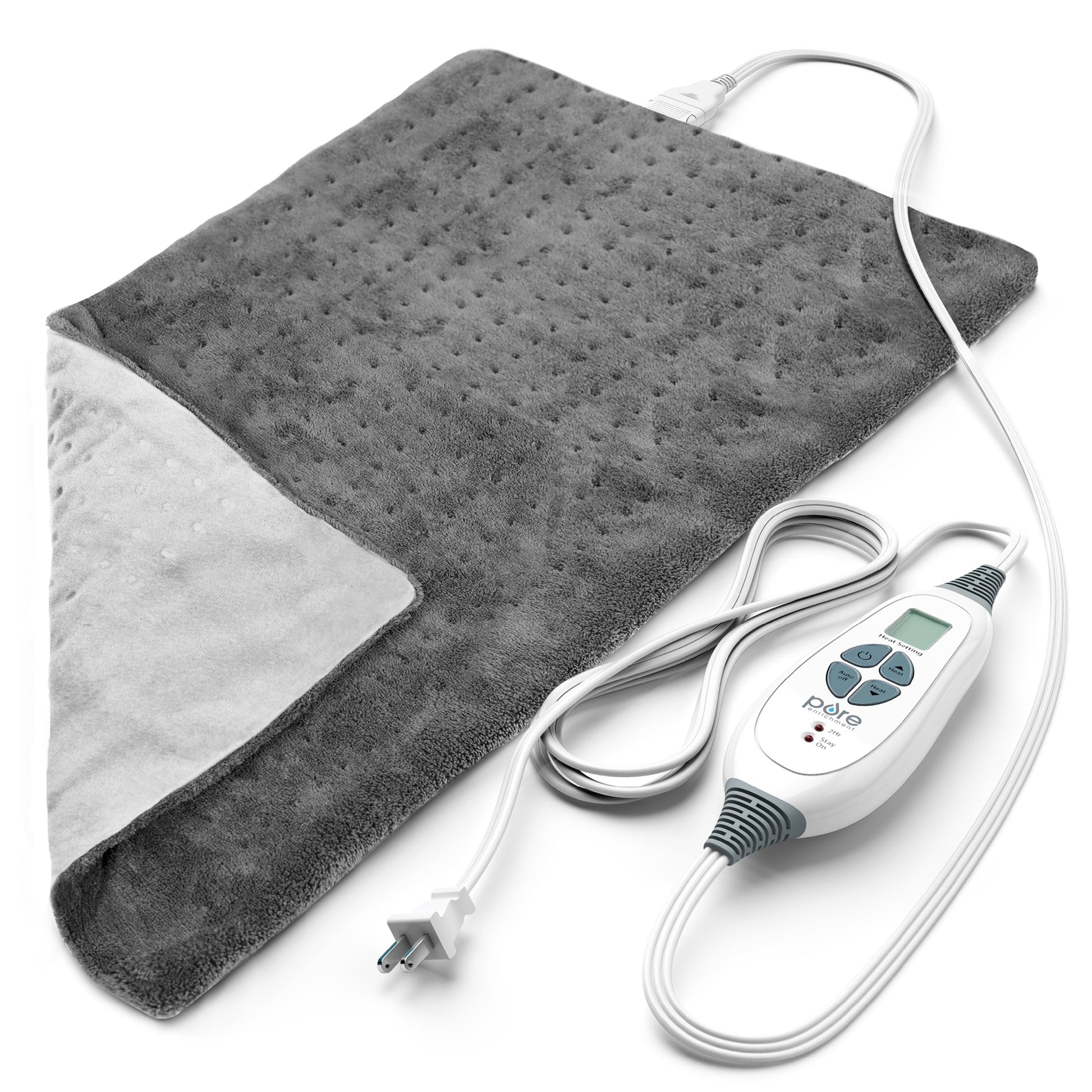 Pure Enrichment Pure Relief XL Heating Pad with Fast-Heating Technology, Charcoal Grey