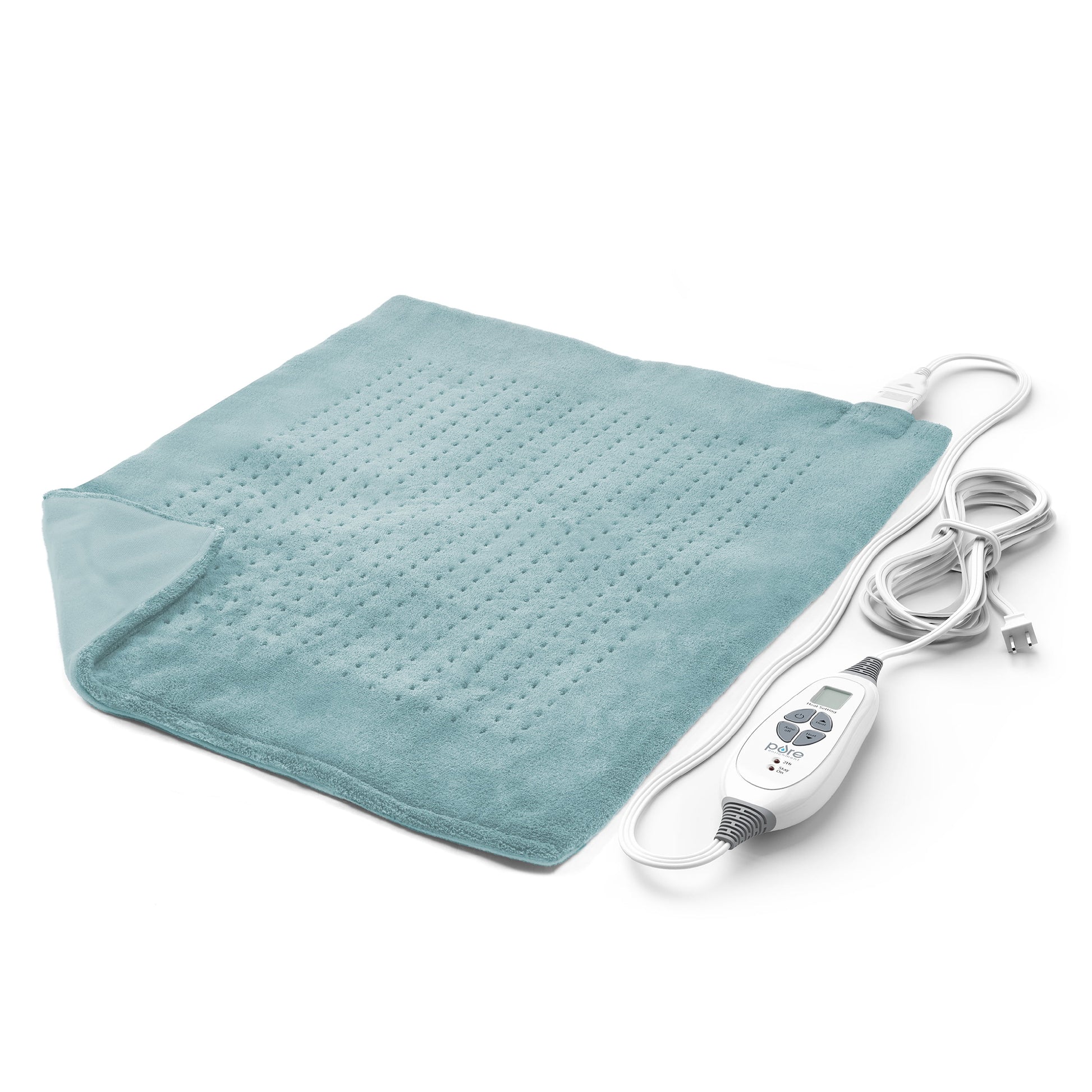 Pure Enrichment® PureRelief™ XXL (20" x 24") Electric Heating Pad for Back Pain and Cramps - 6 InstaHeat™ Settings, Machine Washable, Soft Microplush, 2-Hour Auto Shut-Off, & Storage Bag (Gray)