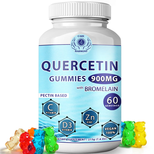 Quercetin Gummies - Quercetin with Bromelain Vitamin C + Zinc Vitamin D3 – Chewable Quercetin 900mg Supplements - Quercetin for Kids and Adults