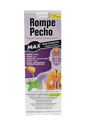 ROMPE PECHO MAX, Multisymptom Severe Cold and Flu Syrup, 8 FL Oz, Bottle