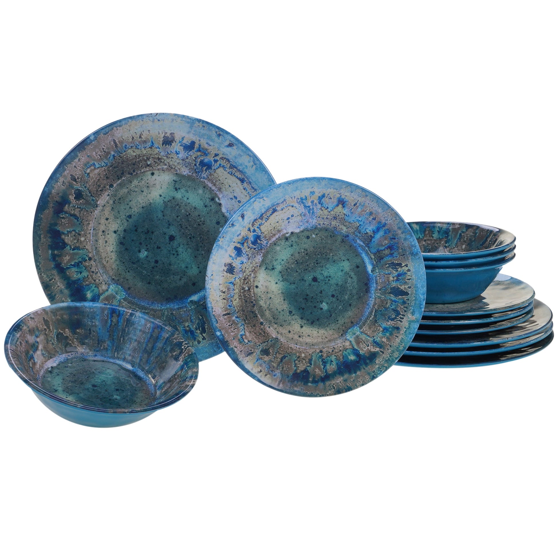 Radiance Teal 12 Piece Dinnerware Set