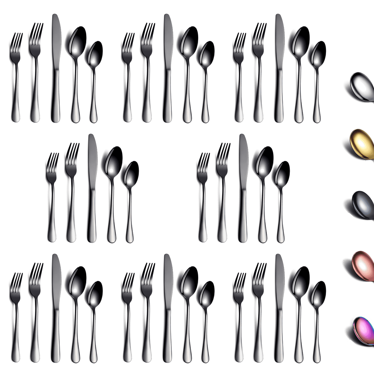 ReaNea 40 Piece Silverware Set Stainless Steel Flatware Set, Spoons and Forks Cutlery Set Service for 8