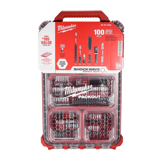 Refurbished Milwaukee 48-32-4082 SHOCKWAVE Impact Duty Alloy Steel Screw Driver Bit Set with PACKOUT Case (100-Piece)