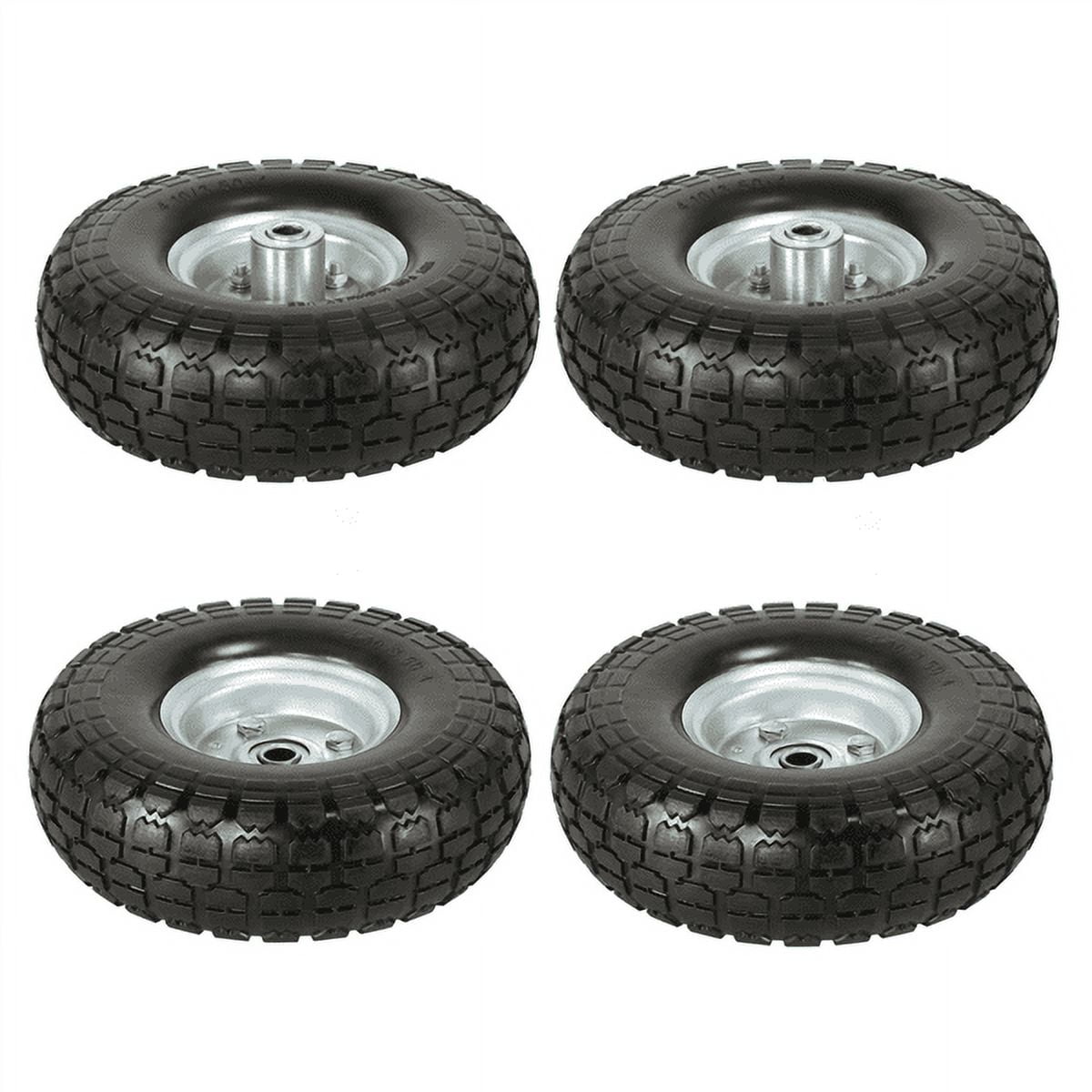 Renwick 4Pcs 10 Inch Solid Rubber Tyre Wheels with a 5/8-inch Bearings, Black