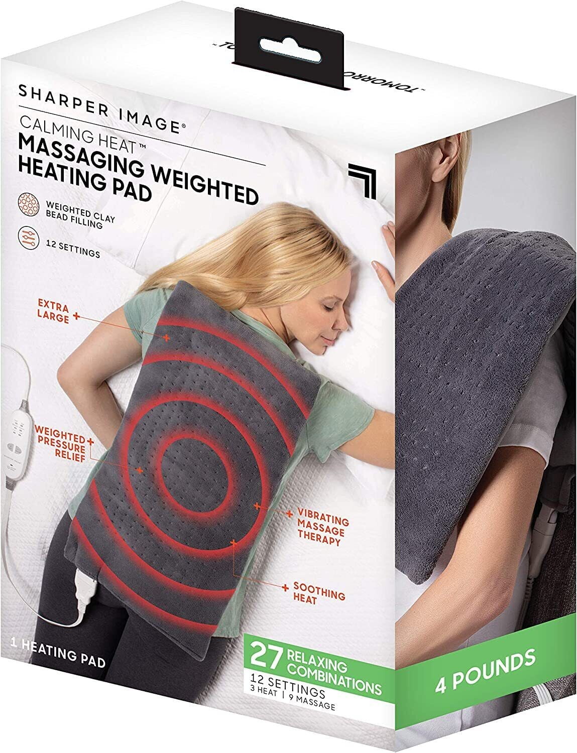 Restored As Seen on TV Sharper Image Calming Heat Weighted Massaging Heating Pad Targeted pressure and deep penetrating heat Revolutionary Massaging, Weighted, Heating Pad Heat therapy to your joints and muscles (Refurbished)