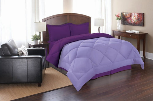 Reversible Down Alternative Comforter, Medium Weight Bedding for All Season Hypoallergenic-King/Cal King, Lilac/Purple