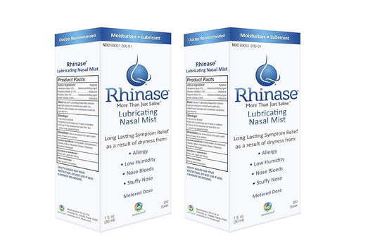 Rhinase Nasal Mist Lubricating Nasal Saline Solution Moisturizer for Allergy Relief & Dry Nose Relief, 1 oz 2-Pack