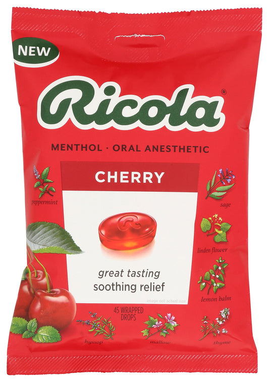 Ricola  Cough Dropsthroat Lozenges  Cherry Flavor 45 Count (Pack Of 6)