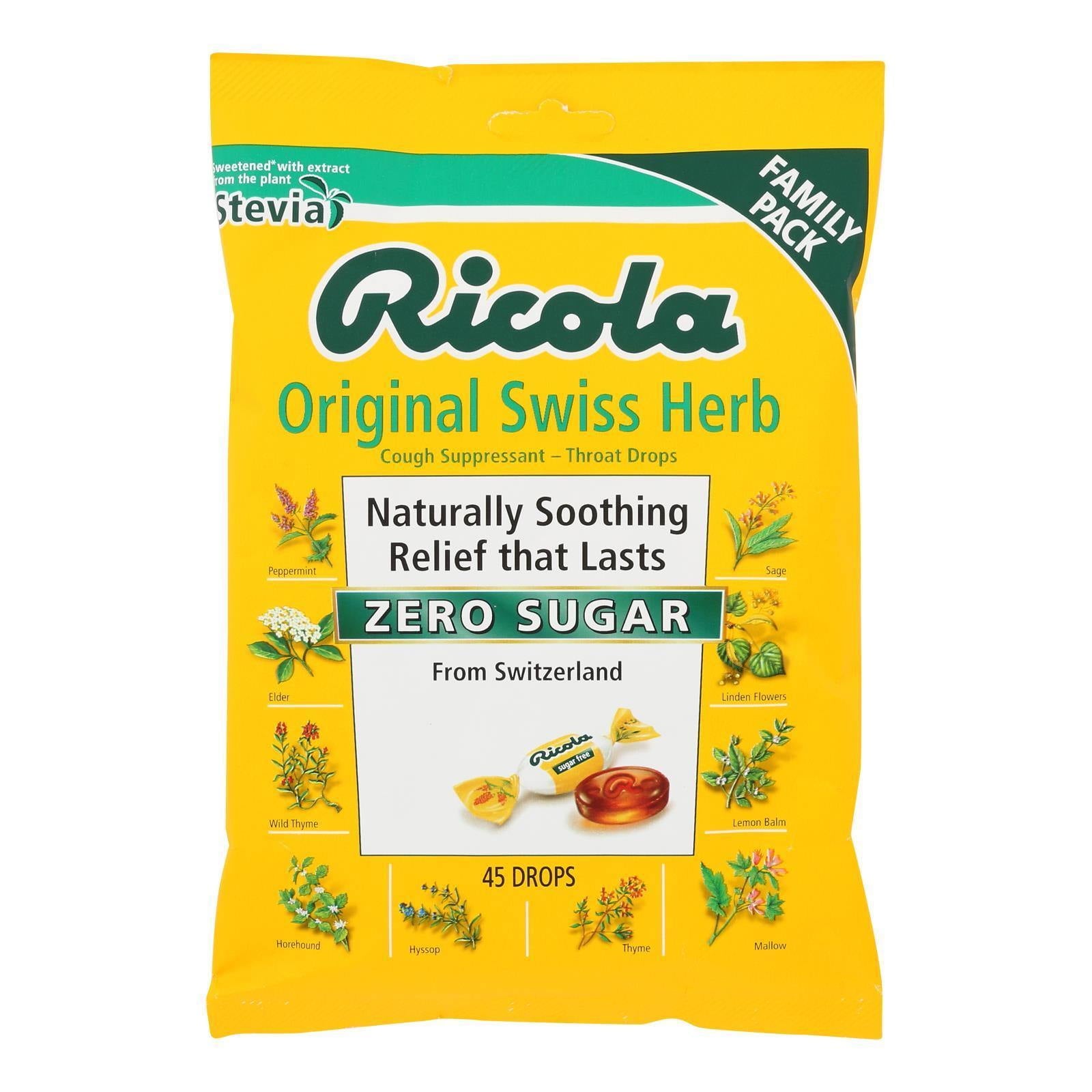 Ricola Sugar Free Original Swiss Herb Cough Drops - 45 Count Bag