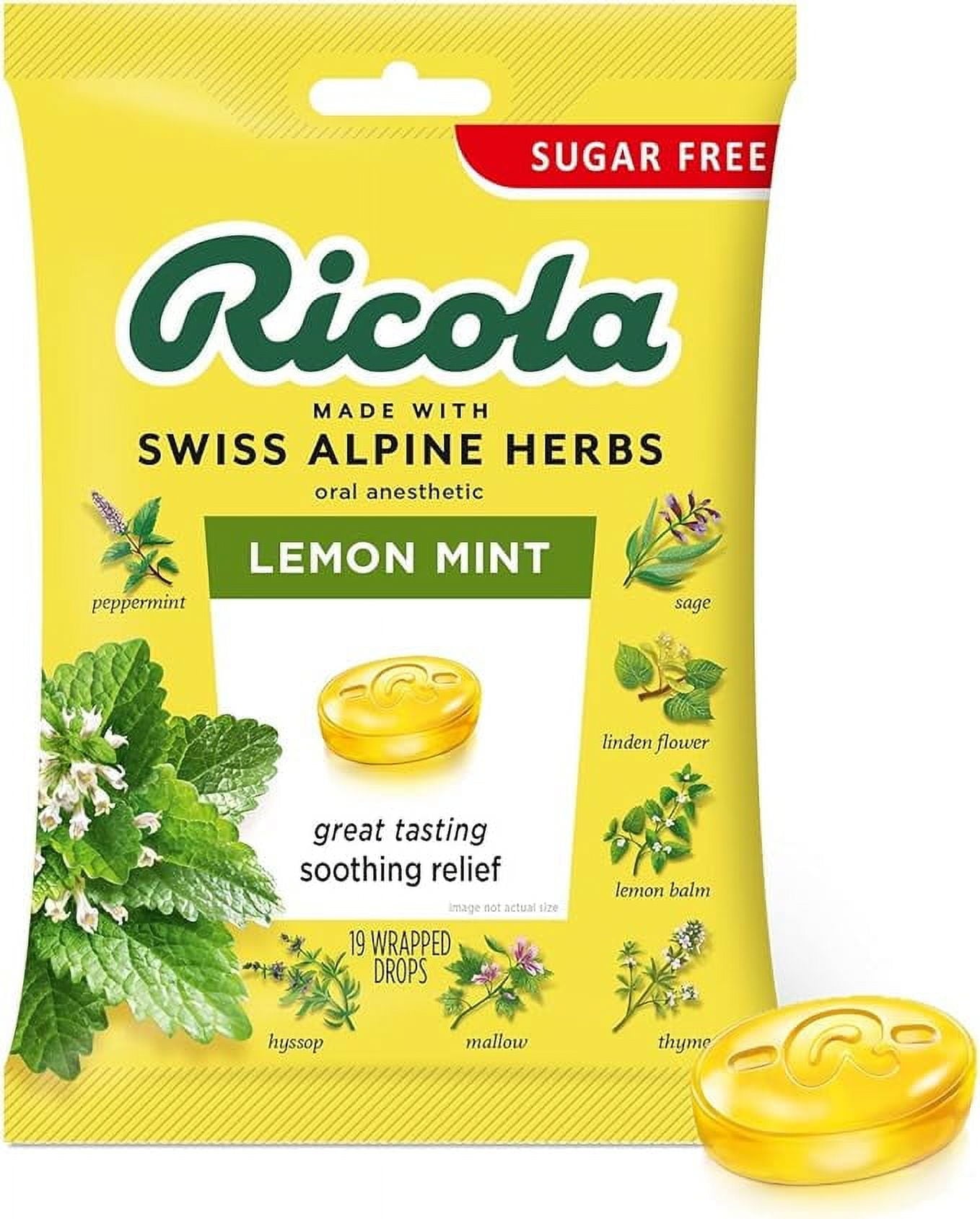 Ricola Sugar Free Herb Throat Drops Lemon Mint - 19 ct, Pack of 3