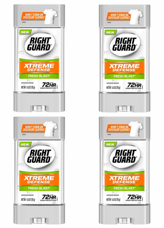 Right Guard Xtreme Defense Antiperspirant Deodorant Gel, Fresh Blast, 4 Ounce, 4 count