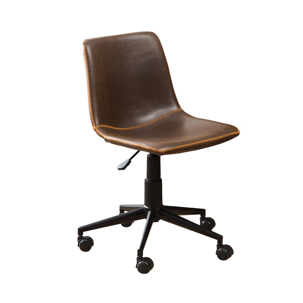 Roundhill Furniture Cesena Faux Leather Swivel Office Chair in Antique Brown