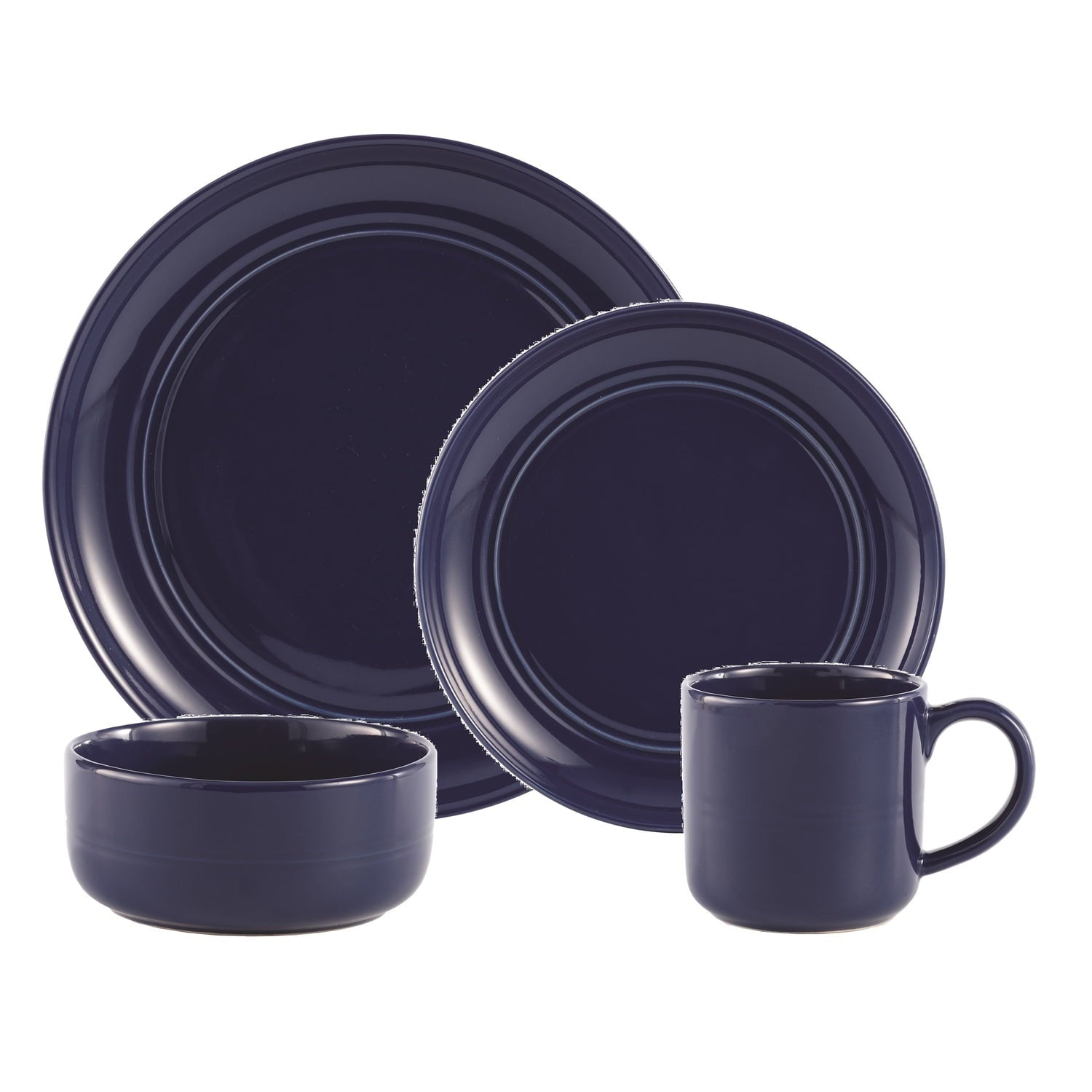 S & Co. Dinnerset 16PC Navy Stoneware Ridge