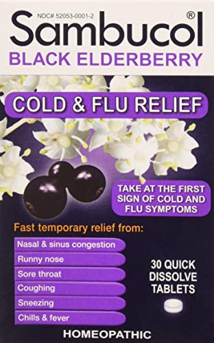 SAMBUCOL BLACK ELDERBERRY COLD & FLU, 30 TAB (2 Pack) 30 Count