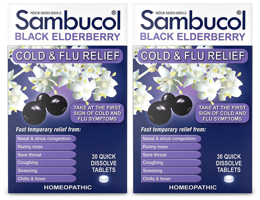 SAMBUCOL BLACK ELDERBERRY COLD & FLU, 30 TAB (2 Pack)