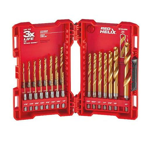 SHOCKWAVE Impact Duty RED HELIX Titanium Drill Bit Set, TiN Kit, 23-Piece