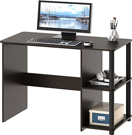 SHW Cyrus 35-Inch Desk with Shelves, Espresso