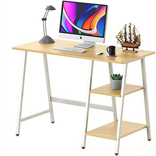 SHW Trestle 43-Inch Home Office Computer Desk, Oak