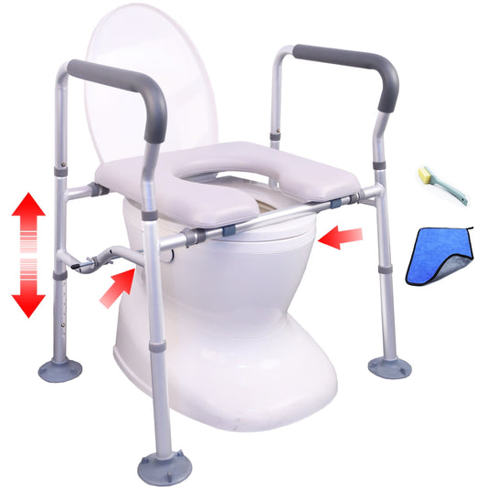 SHYUJAJIE Raised Toilet Seat with Handles 450lbs, Fit Most Toilet, Elevated Toilet Seat Risers for Seniors Handicap, Adjustable Elongated Toilet Riser