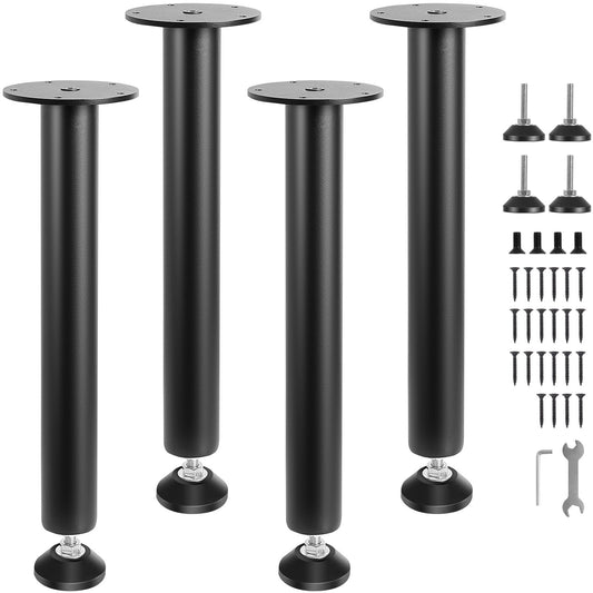 SKYSHALO 16" Solid Steel Adjustable Desk Legs Office Table Furniture Set of 4 Black