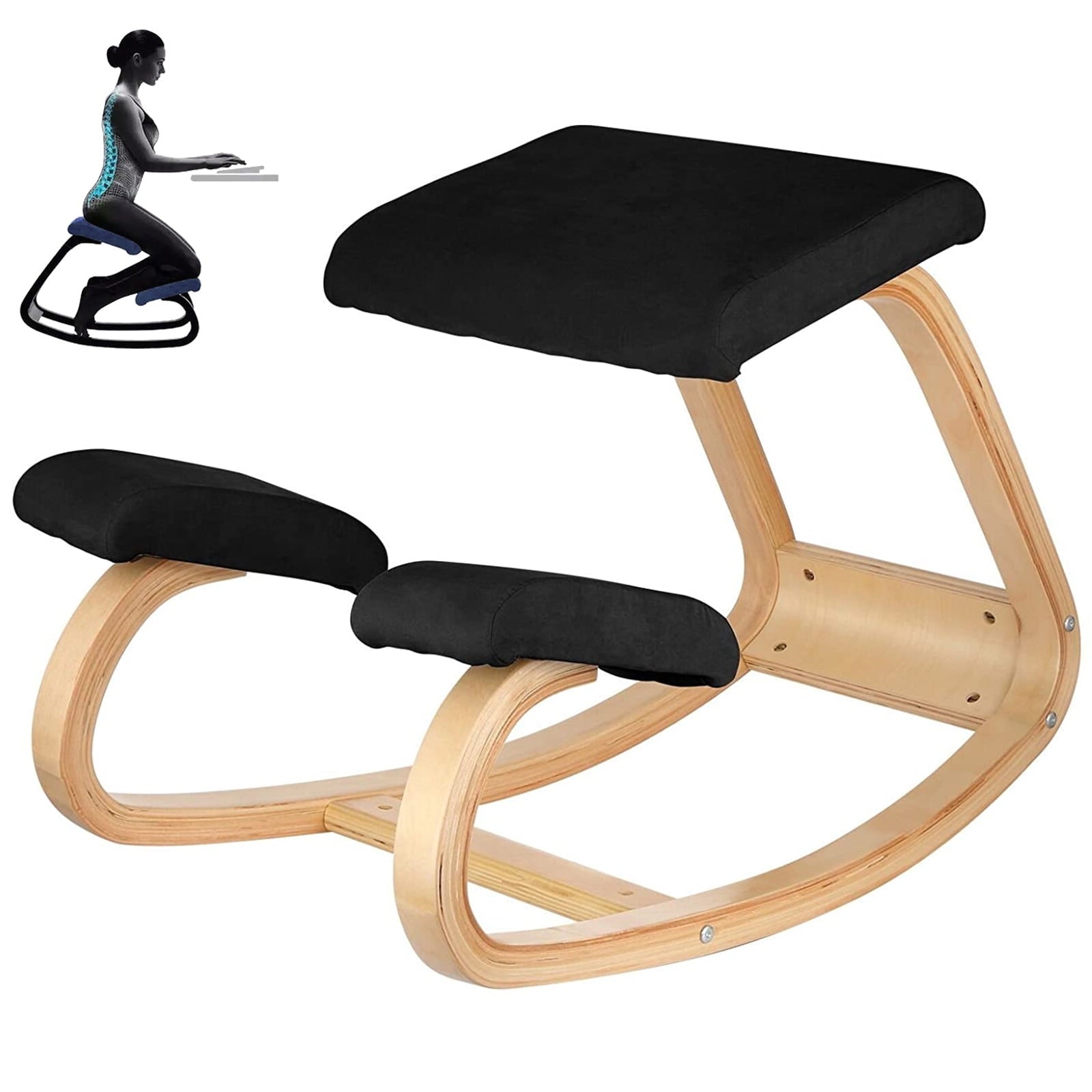 SKYSHALO Ergonomic Kneeling Chair Office Chair Beech Wood Ergonomic Kneeling Perfect for Body Shaping and Relieving Stress