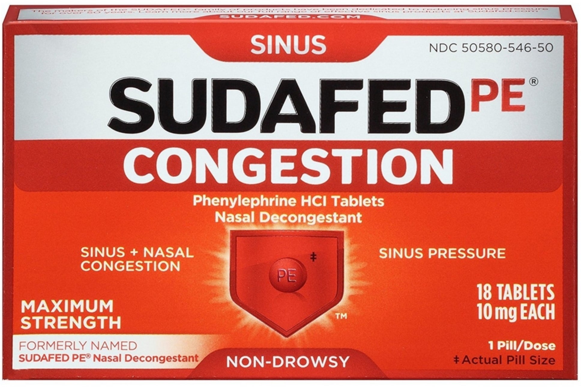 SUDAFED PE Congestion Tablets 18 ea (Pack of 2)