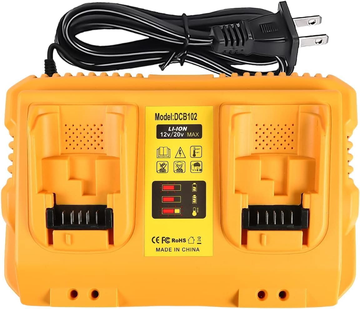 SUNBAT DCB102 Replacement for DeWalt Battery Charger Station Compatible with Dewalt 12V/20V Battery Charger Work with Dewalt 20V Battery and Tools