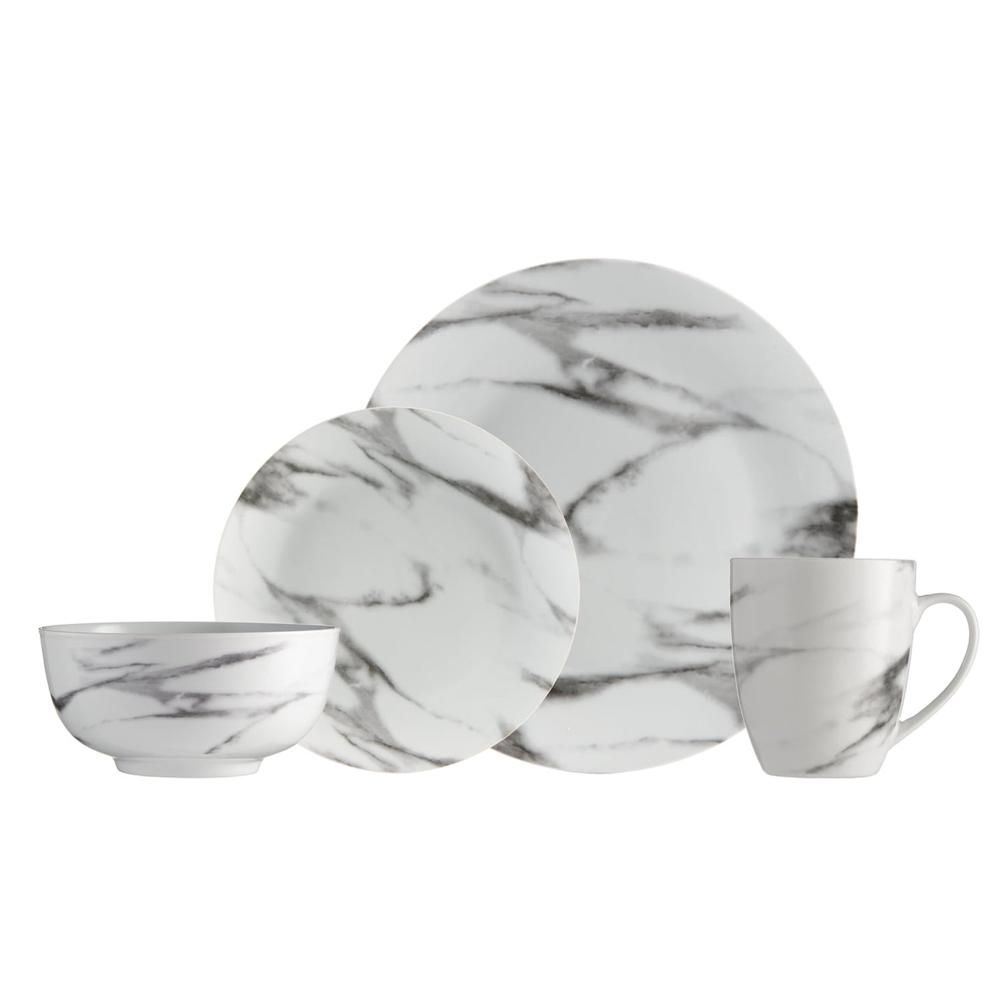 Safdie & Co. 16-Piece Coupe Dinnerware Set, White, Marble