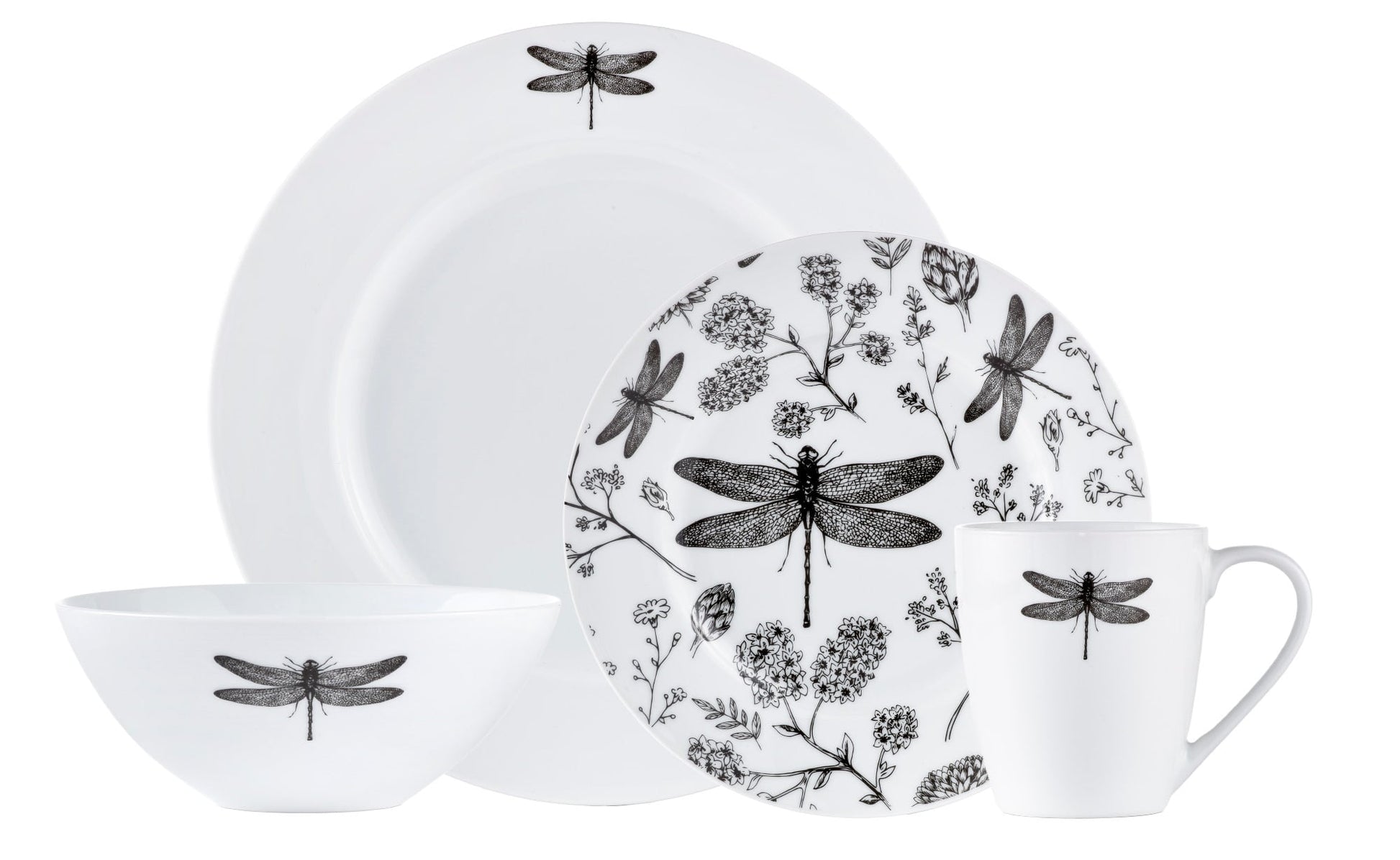 Safdie & Co. Dragonfly 16 Pieces Dinner set