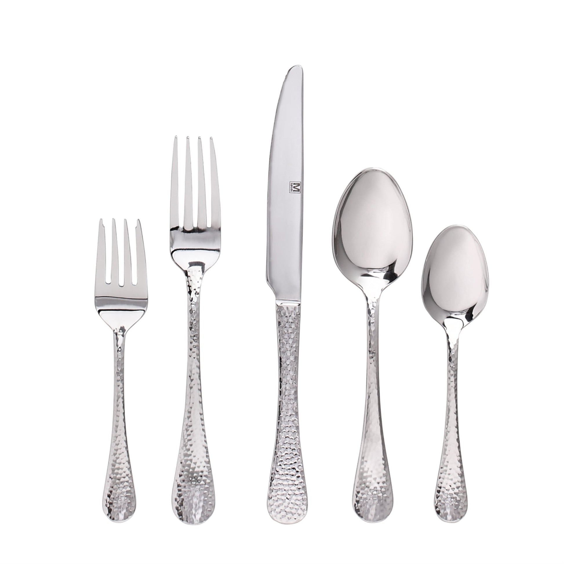 Safdie & Co. Flatware Hammered Stainless Steel 40 Piece Set Polaris