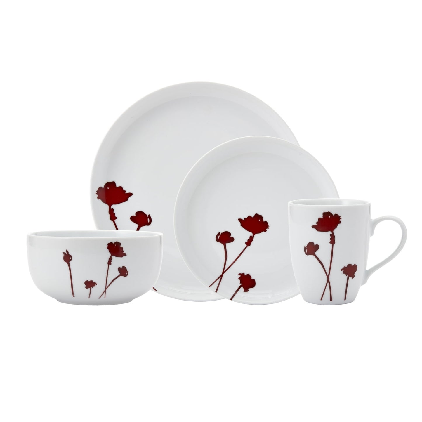 Safdie & Co. Porcelain Dinnerset 16 Piece Scarlet