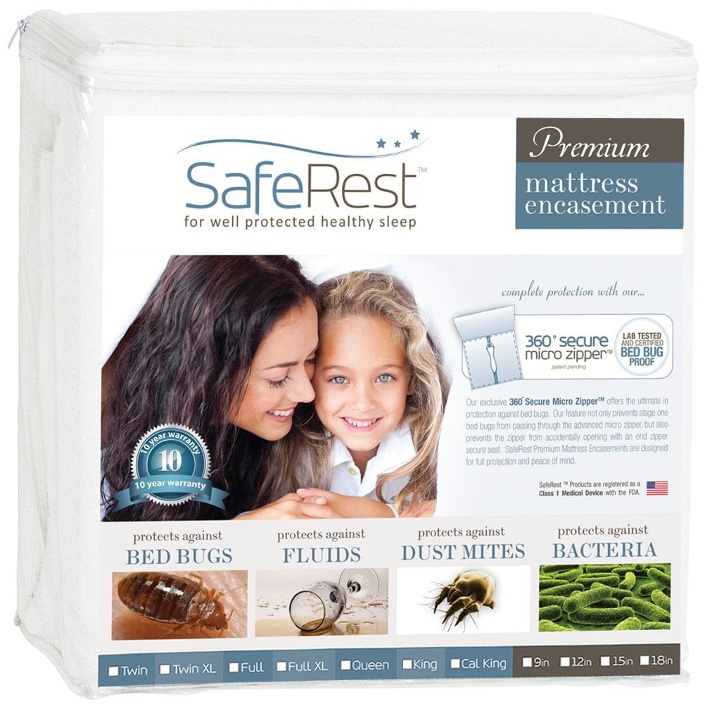 SafeRest Premium Mattress Encasement - 100% Waterproof, Bed Bug Proof, Hypoallergenic, 360 Secure Micro Zipper, Queen