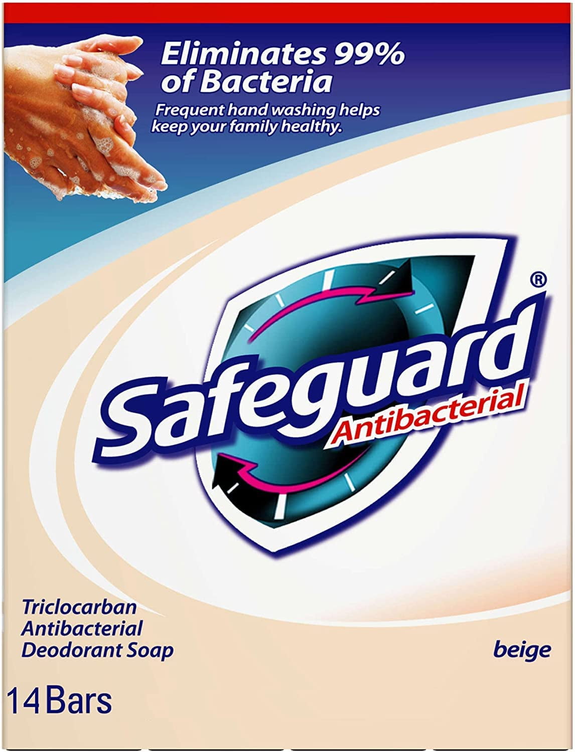 Safeguard 14 Bars 4oz (113g) Each Beige Washes Away Bacteria Antibacterial Soap Bar