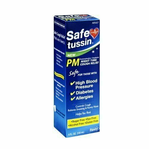 Safetussin Nighttime Cough Relief Syrup Alcohol & Gluten Free, 4 oz, 6 Pack